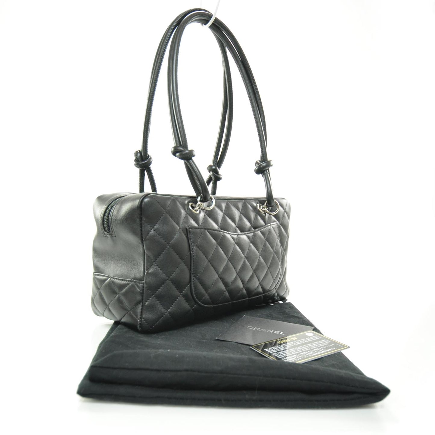 Calfskin Quilted Large Cambon Bowler White Black