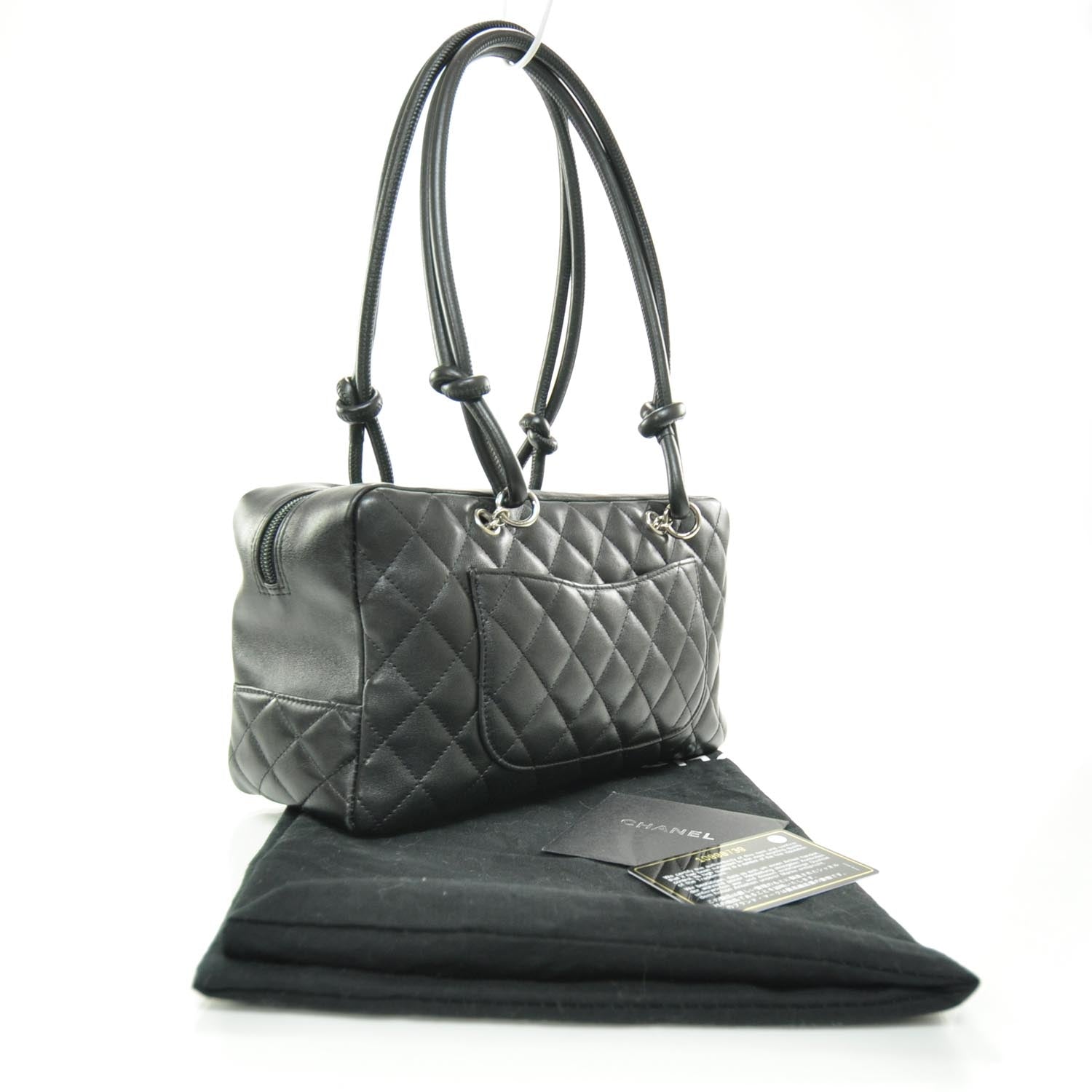 Chanel Calfskin Quilted Large Cambon Bowler White Black 3 of 10