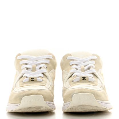 Chanel Suede Calfskin Fabric CC Sneakers 37 White 2 of 11