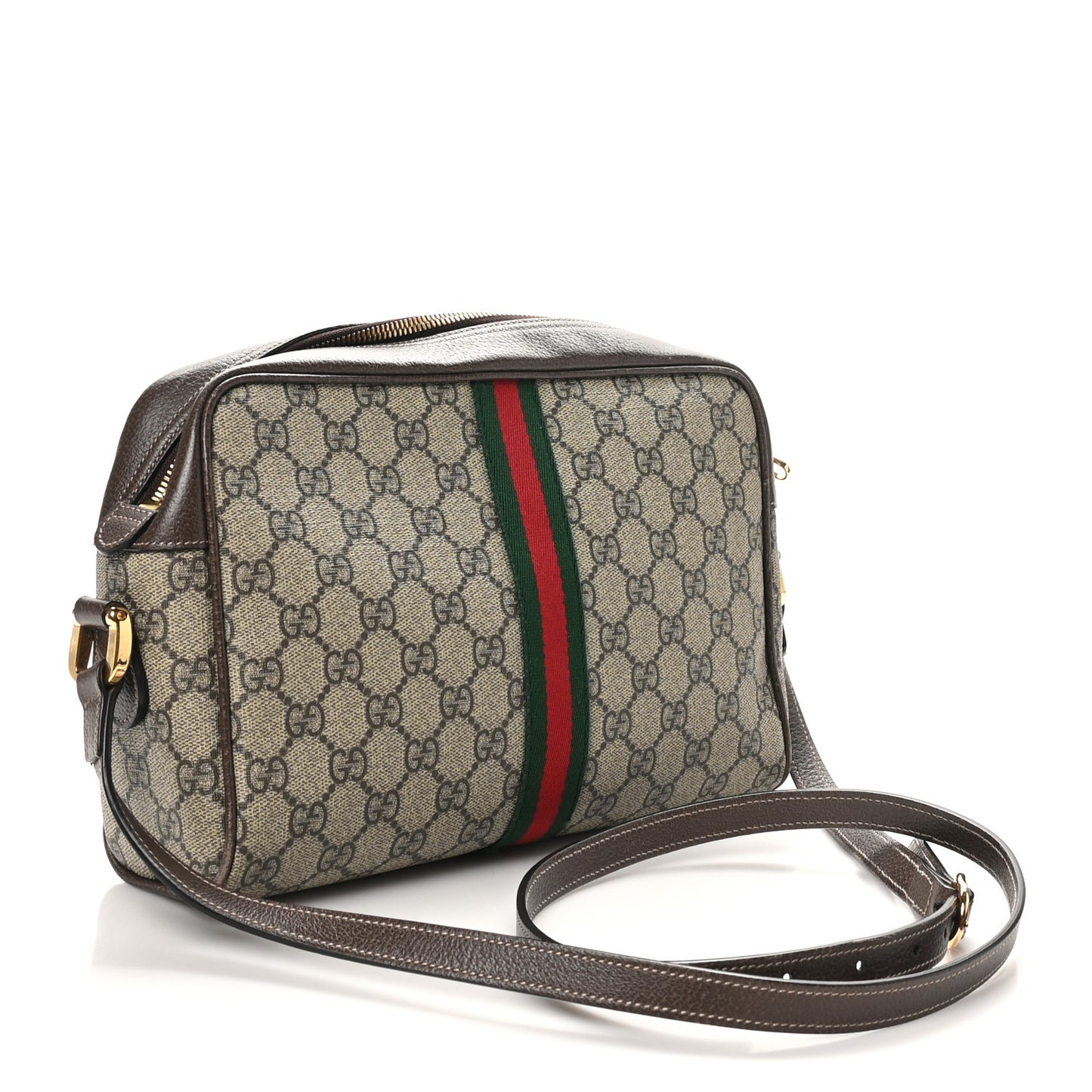 GG Supreme Monogram Web Small Ophidia Shoulder Bag Brown