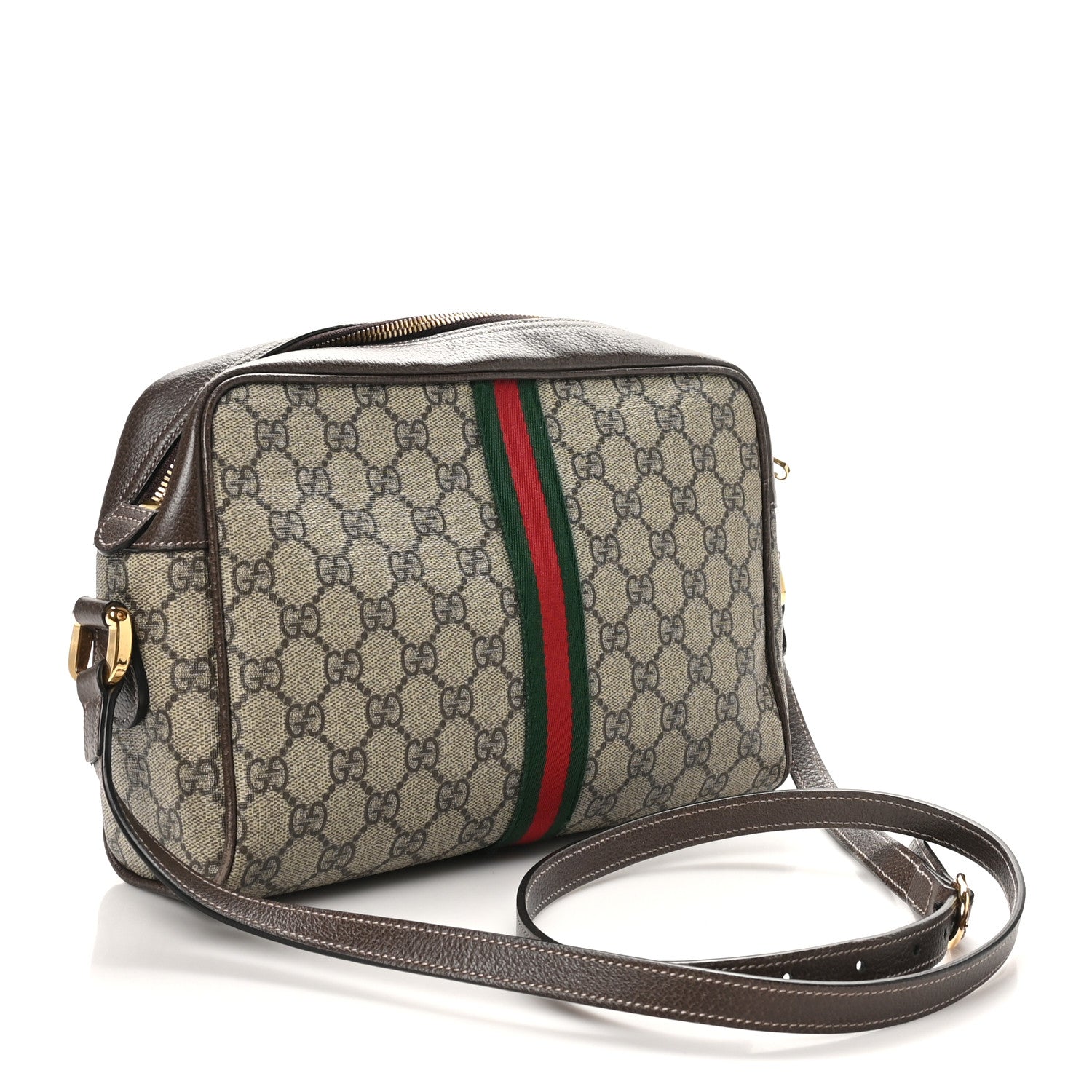 Gucci GG Supreme Monogram Web Small Ophidia Shoulder Bag Brown 3 of 10