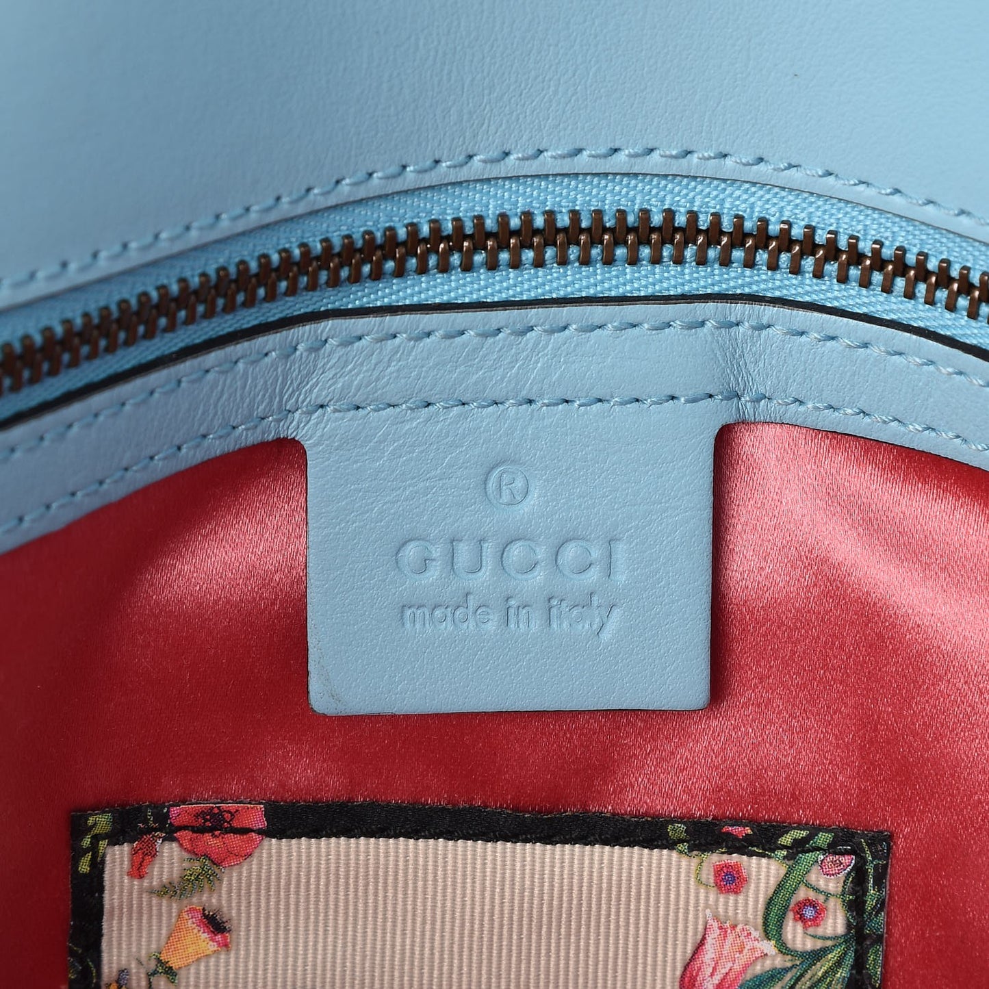 X UNSKILLED WORKER Calfskin Matelasse Flora Painted Small GG Marmont Shoulder Bag Cloudy Blue Multicolor