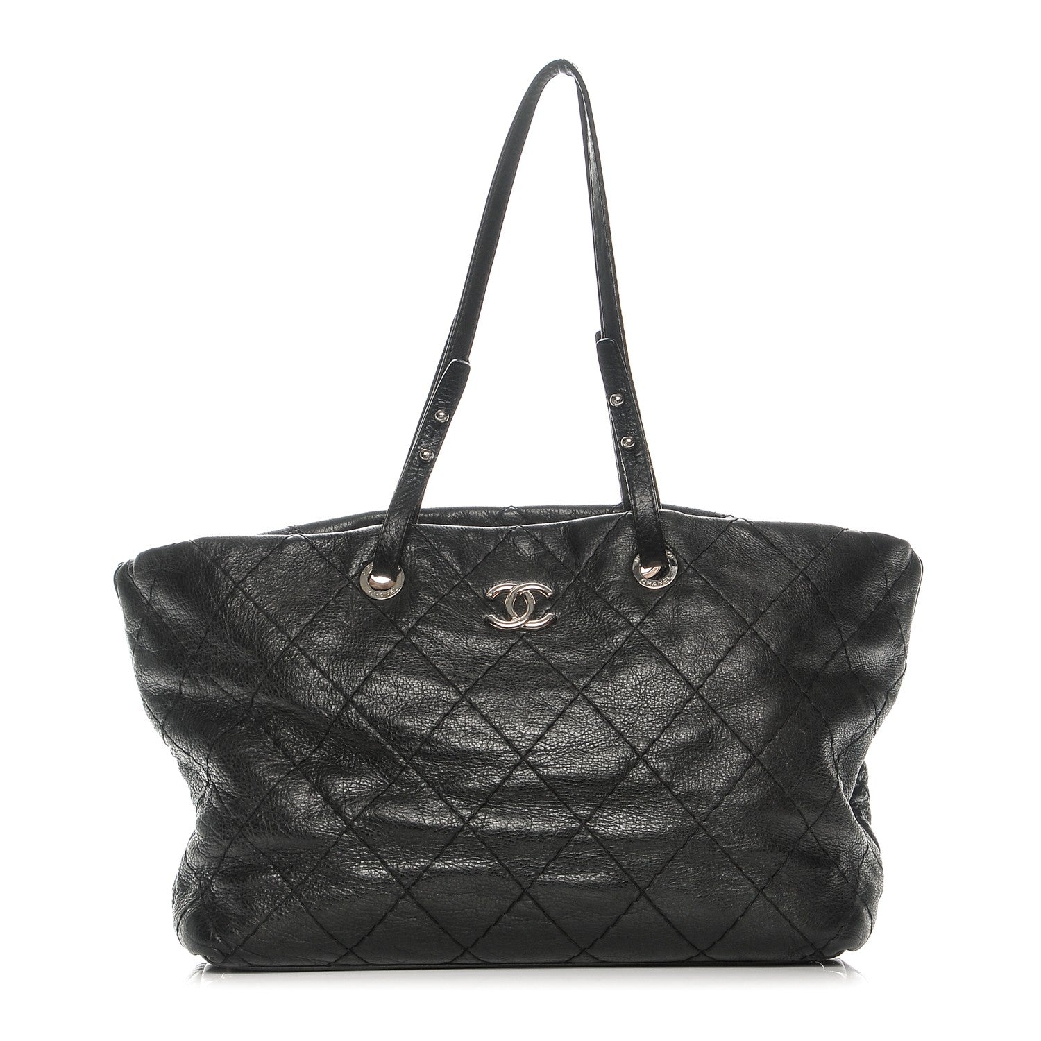 Chanel Glazed Calfskin Large On The Road Tote Black 1 of 8