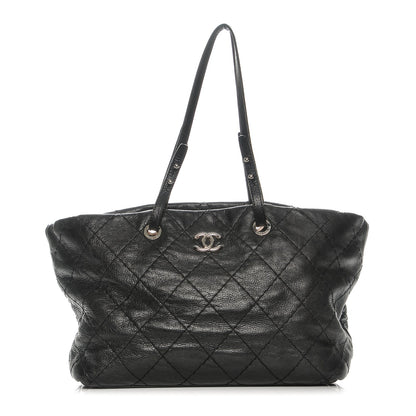 Chanel Glazed Calfskin Large On The Road Tote Black 1 of 8