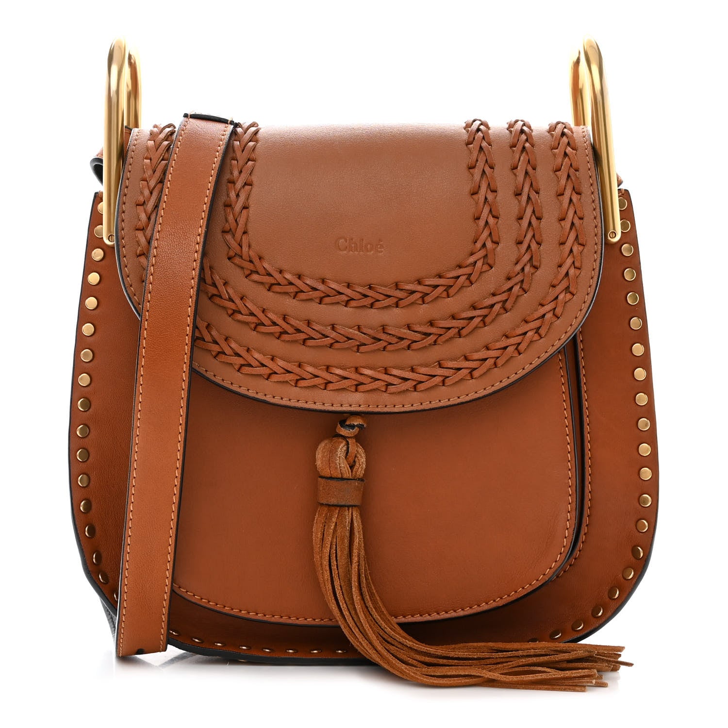 Chloe Calfskin Braided Small Hudson Shoulder Bag Caramel 1 of 10