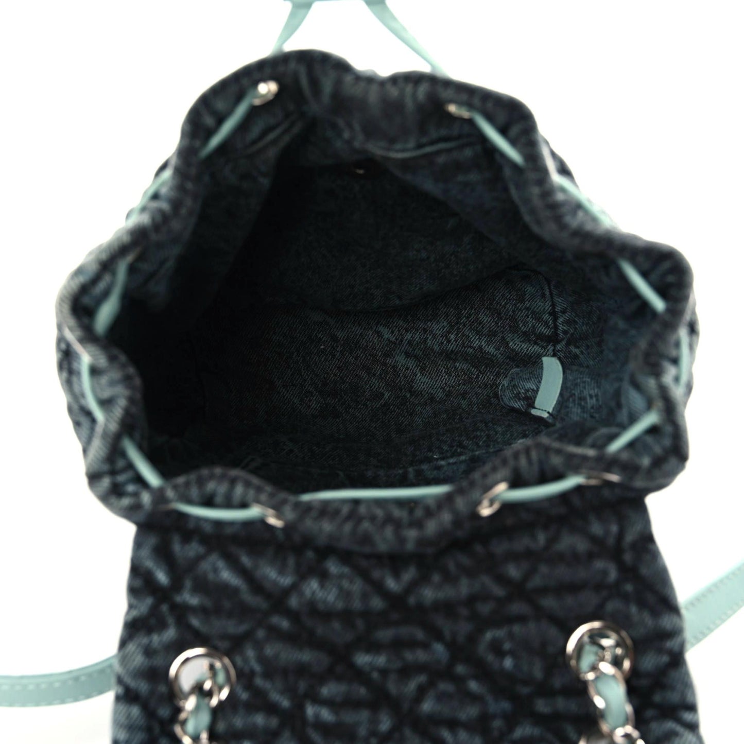 Washed Denim Quilted Denimpression Backpack Blue Black