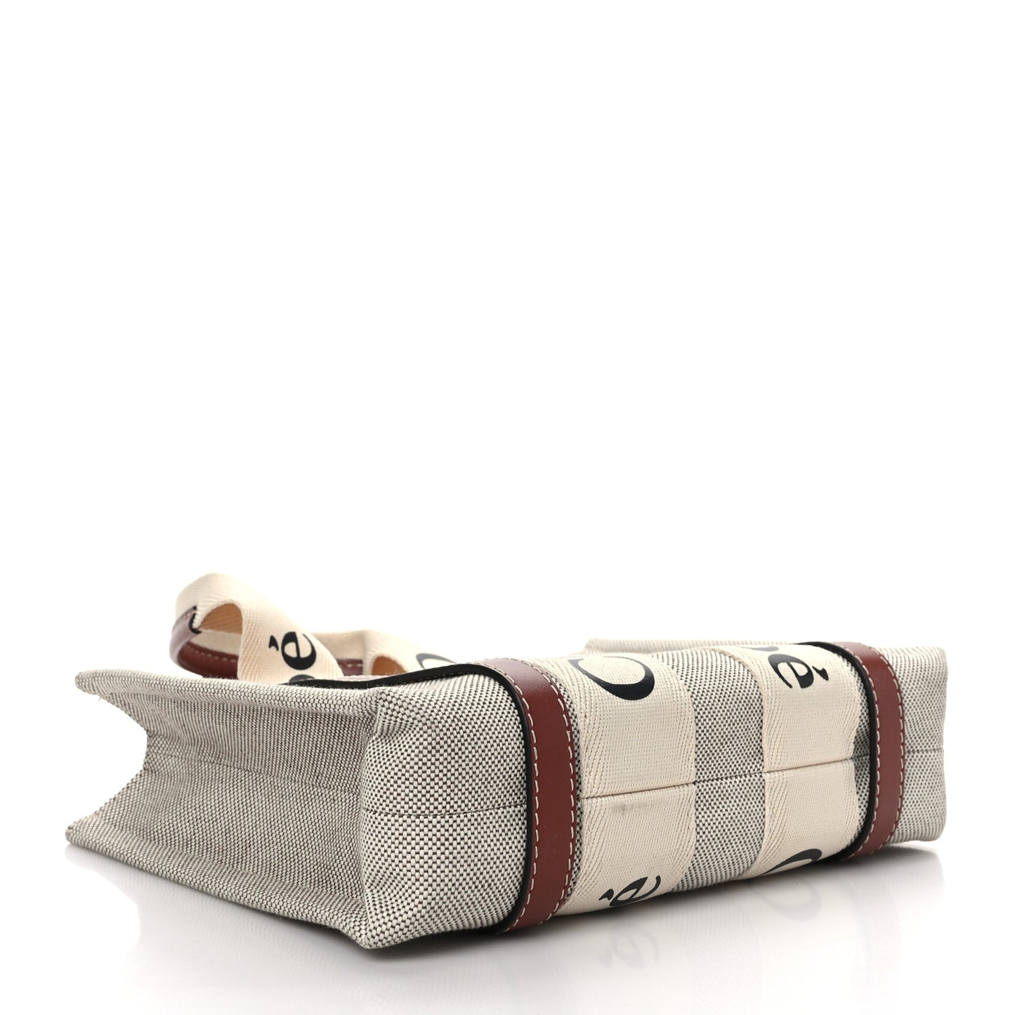 Cotton Calfskin Small Woody Ribbon Tote White Brown