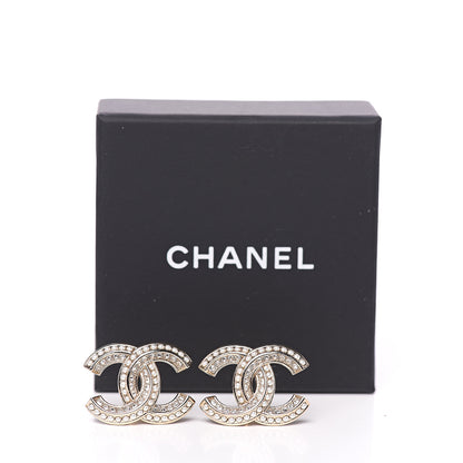 Chanel Pearl Crystal CC Earrings Gold 5 of 5