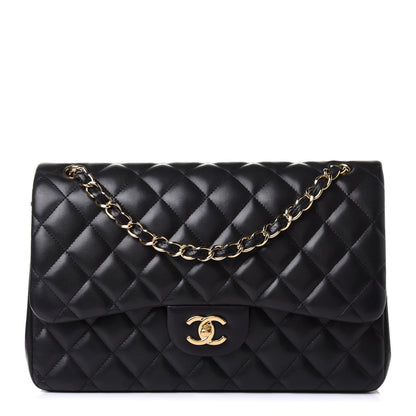 Chanel Lambskin Quilted Jumbo Double Flap Black 1 of 12