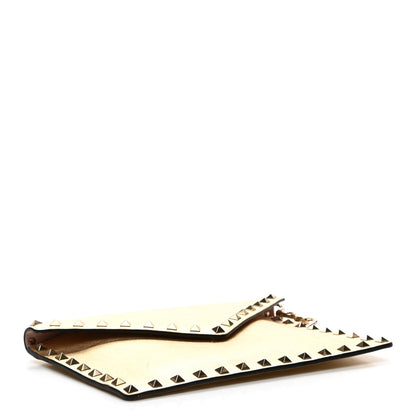 Valentino Garavani Metallic Calfskin Medium Rockstud Envelope Flat Wristlet Pouch Gold 4 of 11