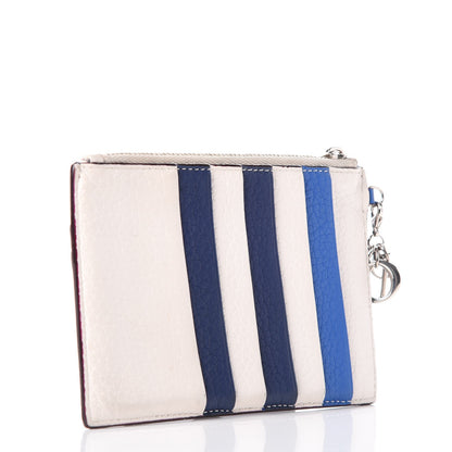 Christian Dior Bullcalf Tri-color Diorissimo Card Holder Navy Blue White 3 of 7