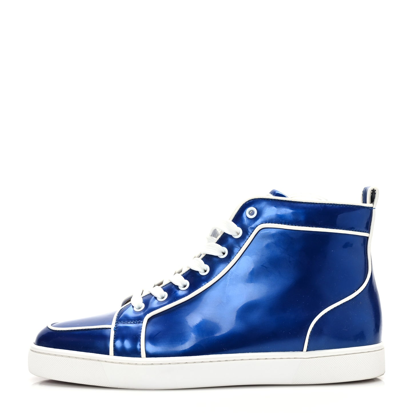 Glossy Patent Nappa Mens Rantus Orlato Flat Sneakers 44 Blue