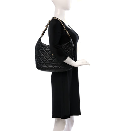 Chanel Lambskin Quilted Large CC Funky Town Hobo Black 2 of 9