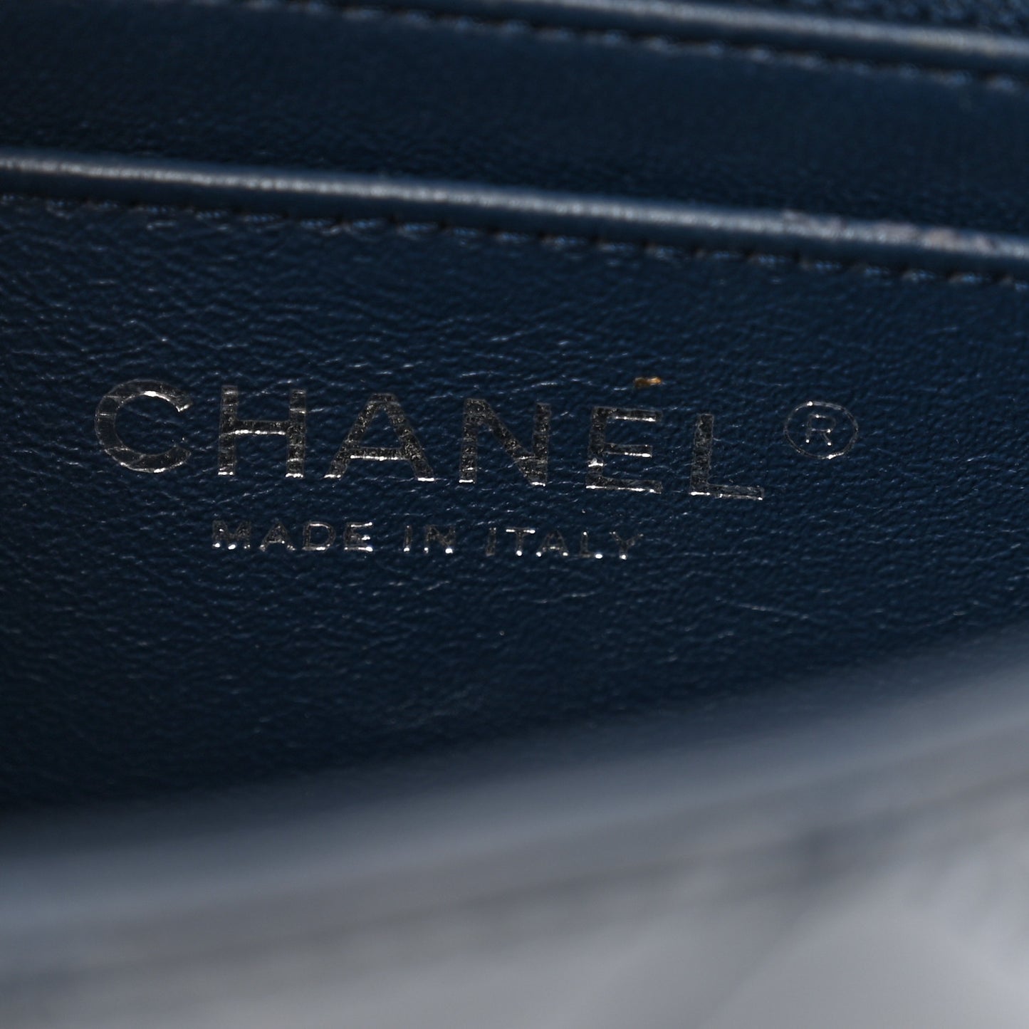 Patent Calfskin Quilted Mini Rectangular Flap Navy Blue