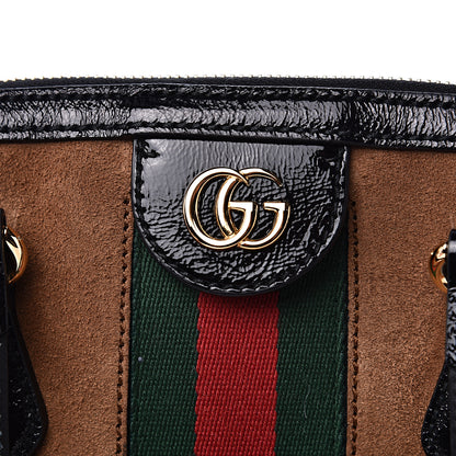 Gucci Suede Patent Web Medium Ophidia Top Handle Dome Bag Nocciola Black 10 of 10