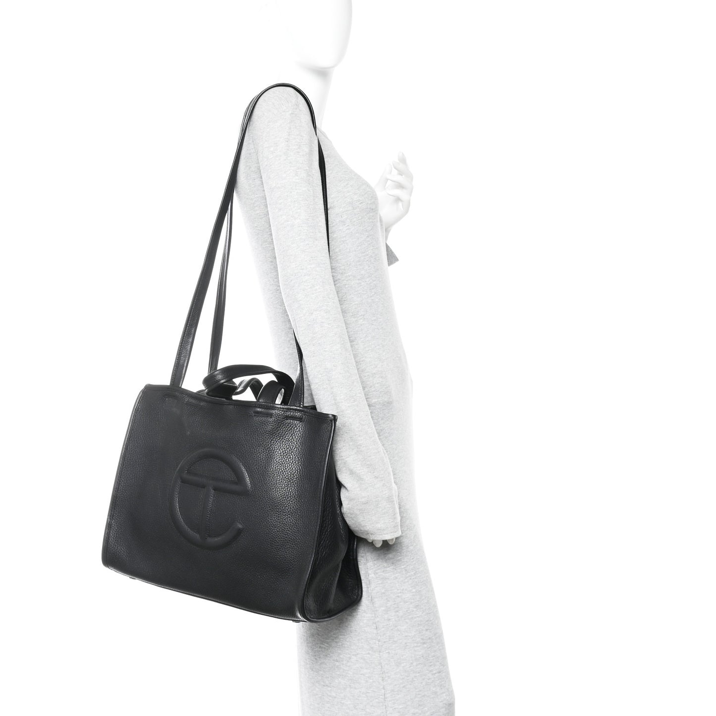 Pebbled Calfskin Medium Carry Bag Black