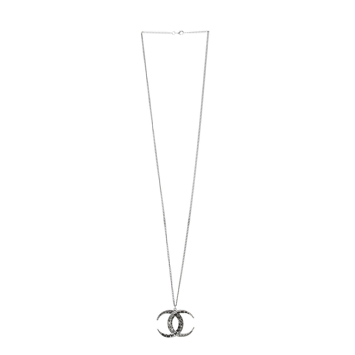 Chanel Baguette Crystal Moon CC Necklace Silver 3 of 6