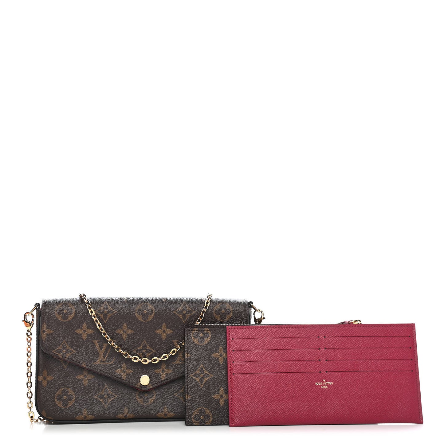 Monogram Pochette Felicie Chain Wallet Fuchsia