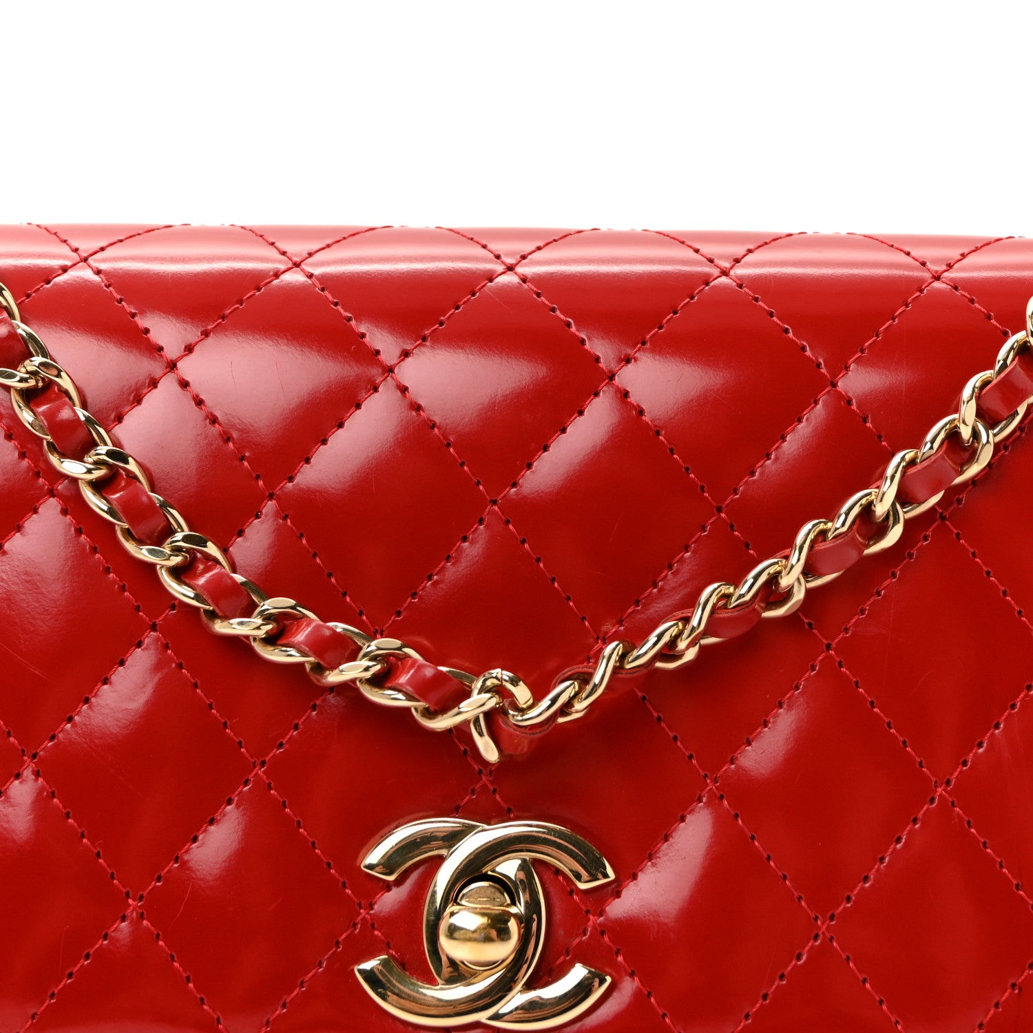 Chanel Glazed Calfskin Quilted East West Flap Red 8 of 10