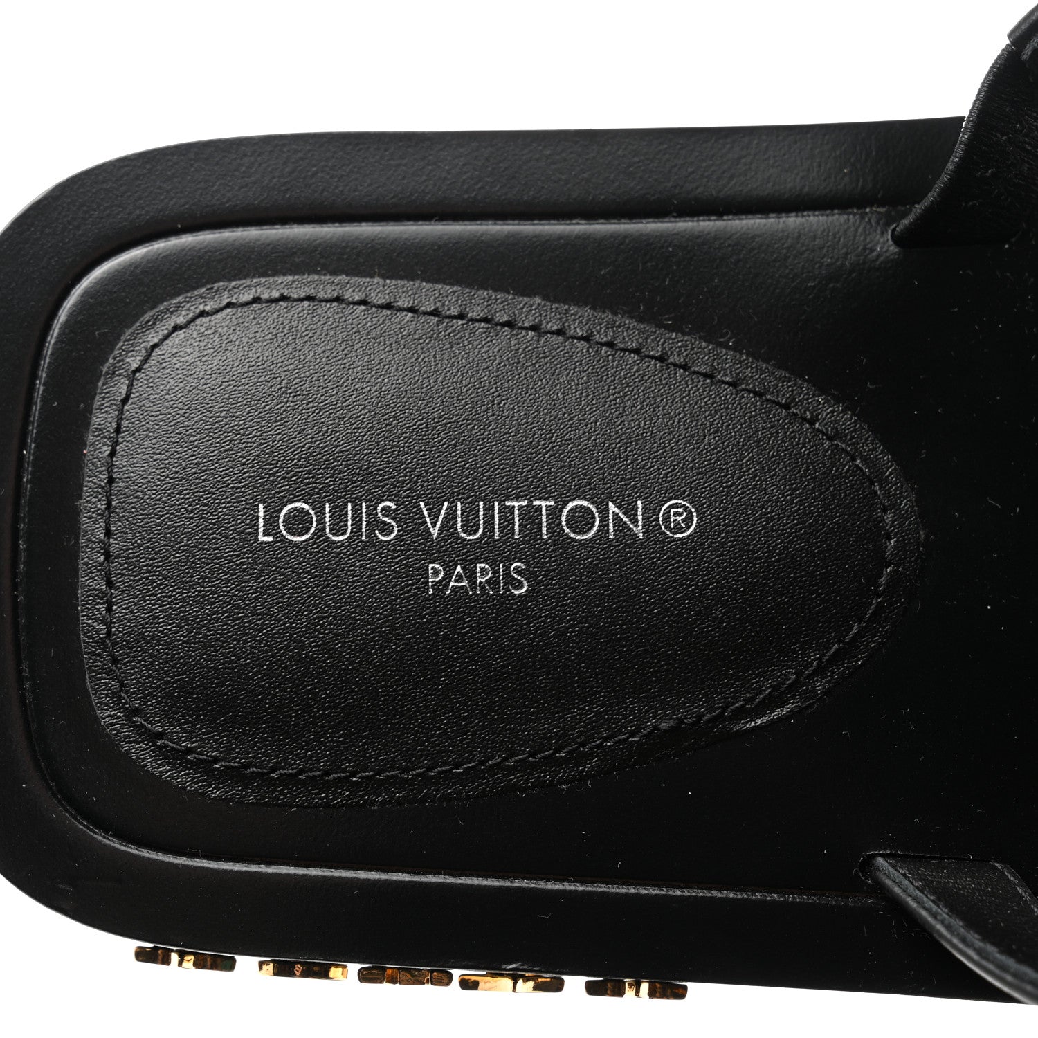 Louis Vuitton Metallic Calfskin Peplum Flat Sandals 39 Black Gold 7 of 8