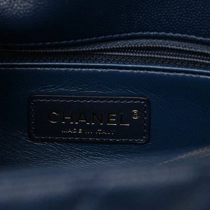 Chanel Caviar Lizard Embossed Quilted Small Coco Handle Flap Navy Blue 6 of 9