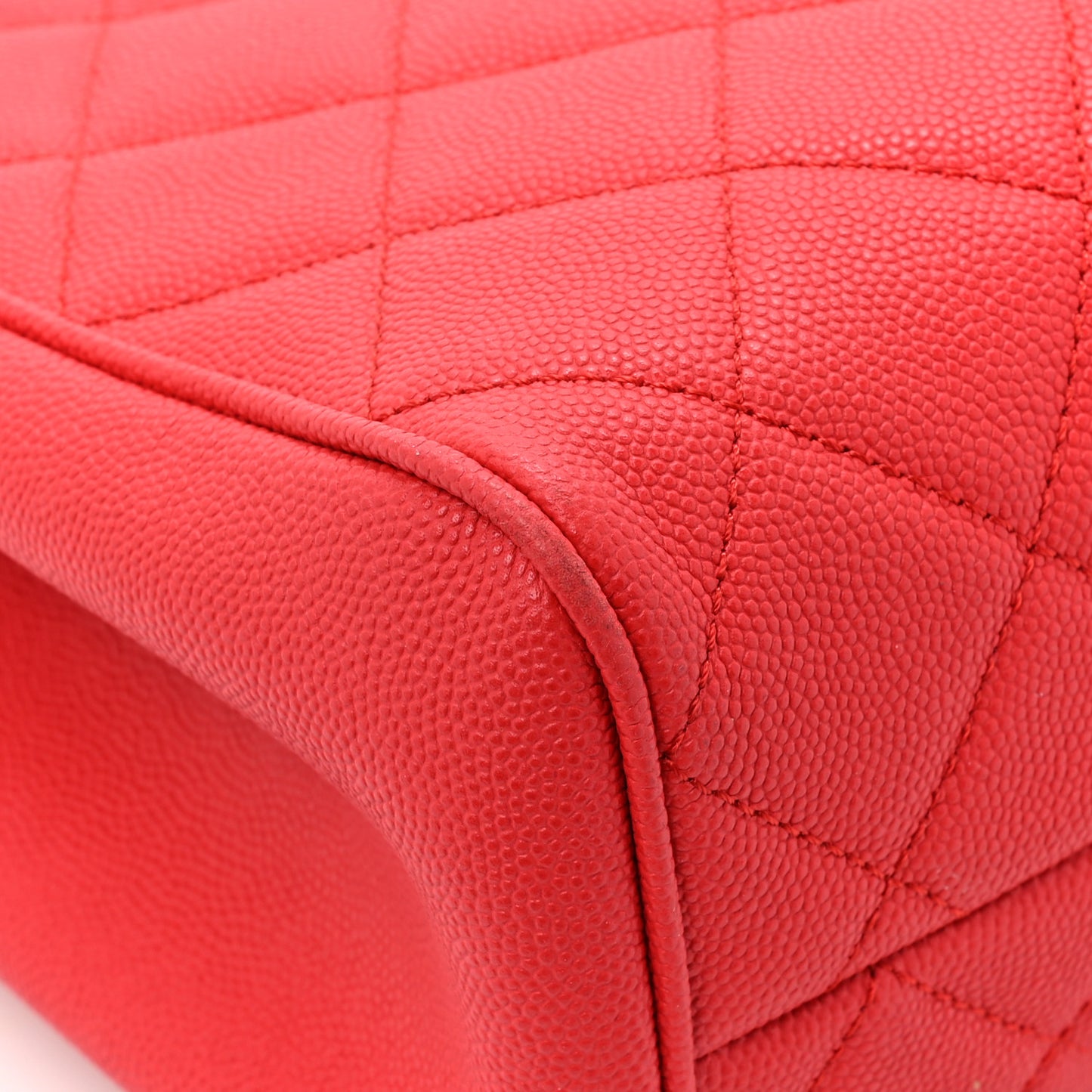 Caviar Quilted In Out Flap Shopping Tote Red