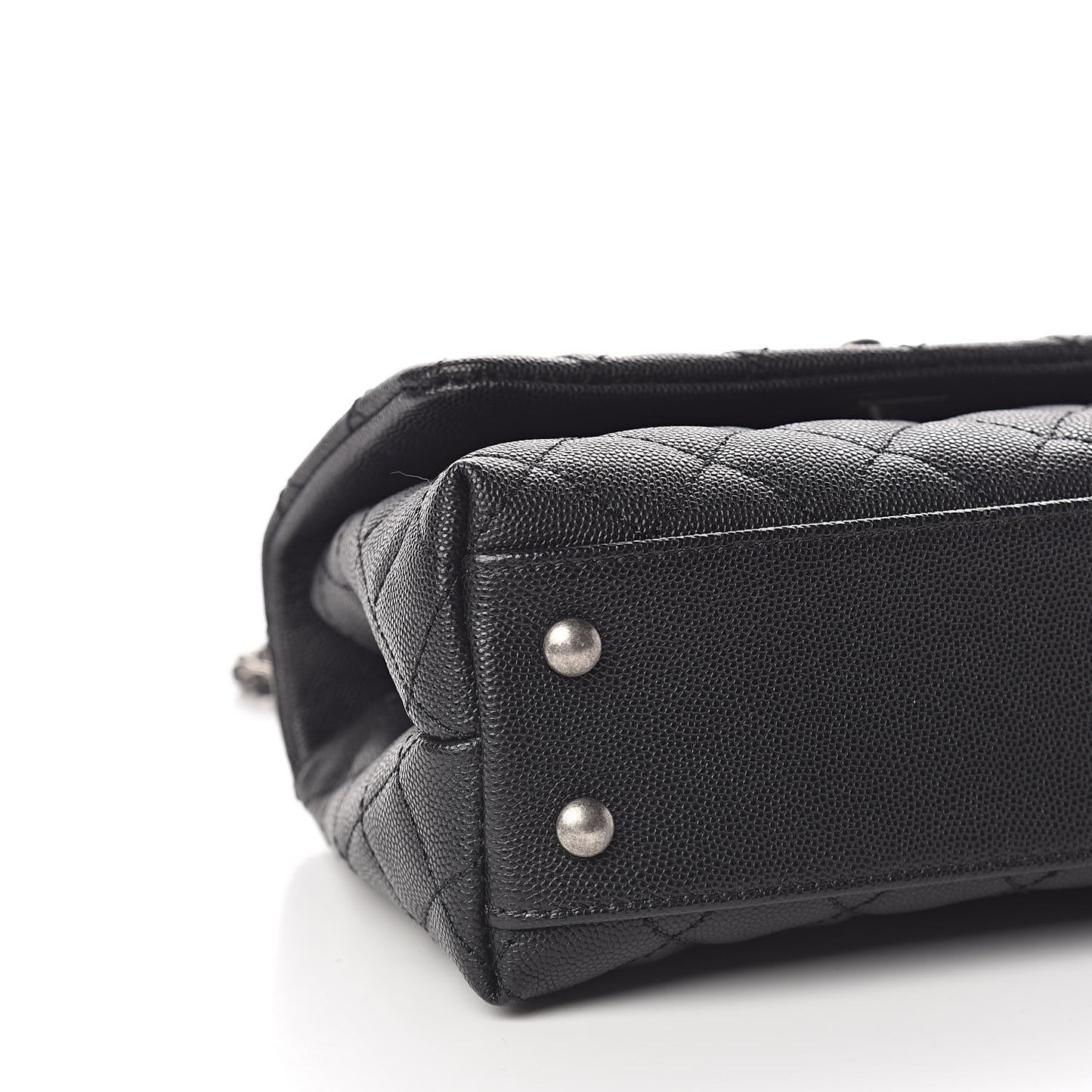 Caviar Lizard Quilted Mini Coco Handle Flap Black