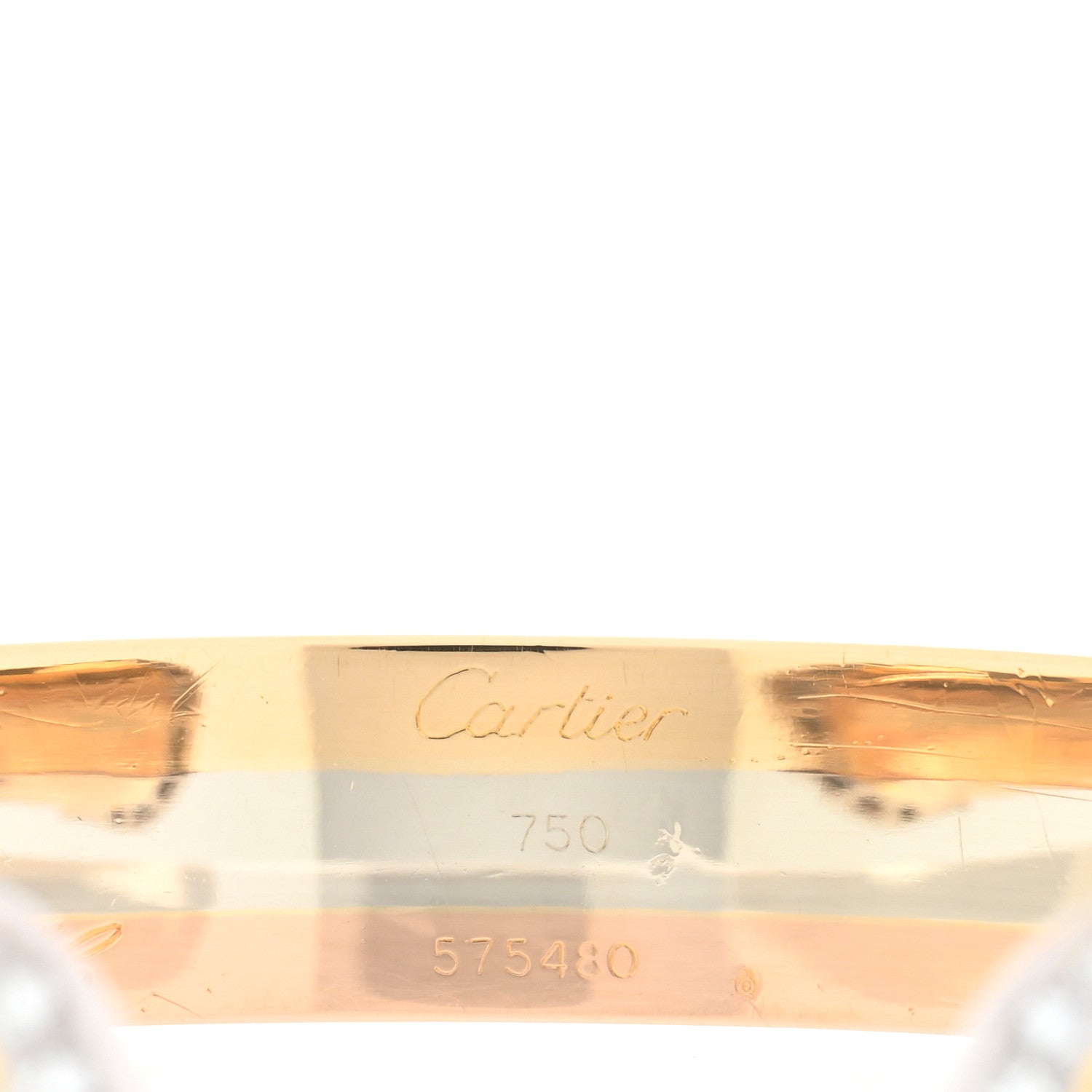 Cartier 18K Pink Yellow White Gold Diamond C de CartierTrinity Cuff Bracelet 5 of 5