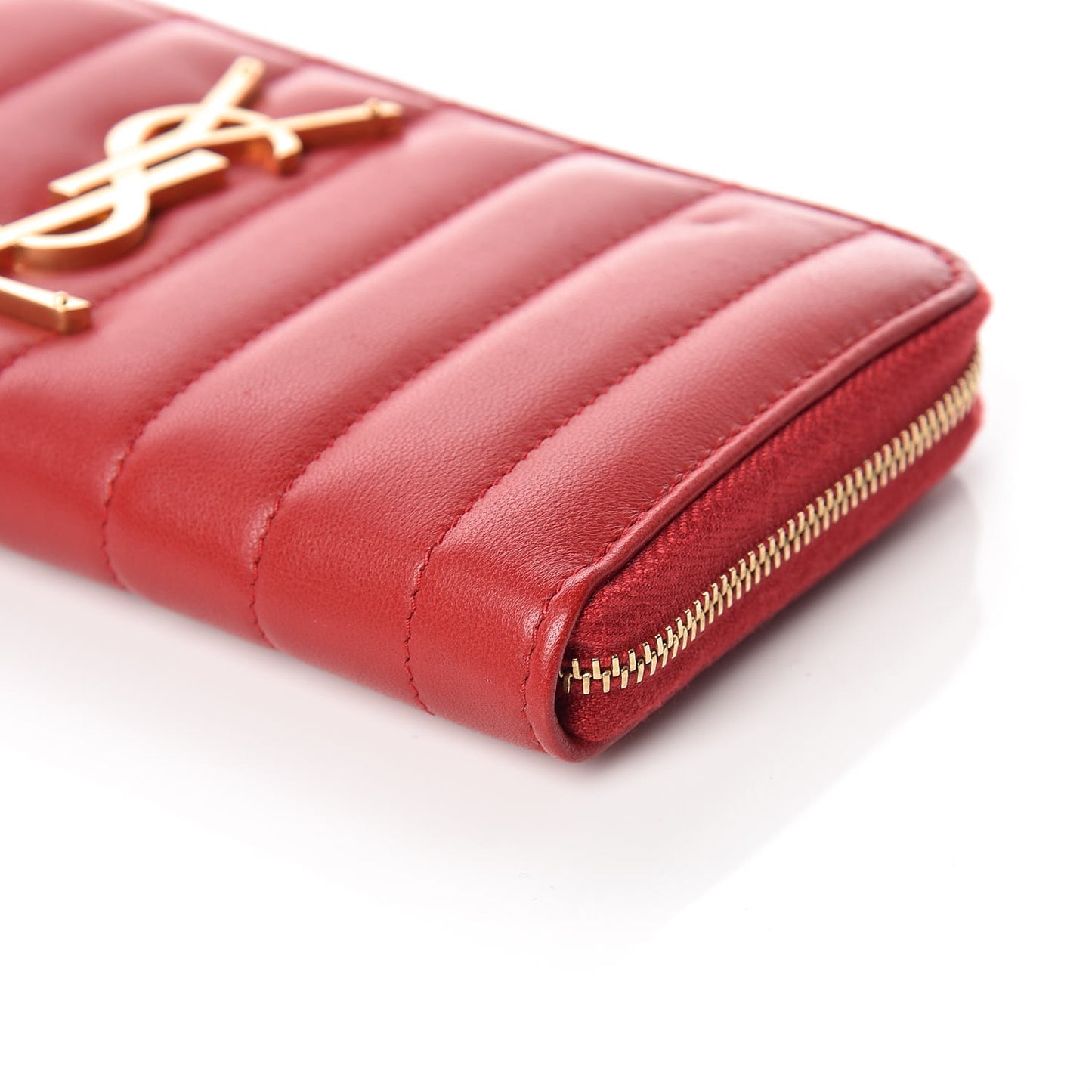 Lambskin Matelasse Monogram Vicky Zip Around Wallet Rouge Eros