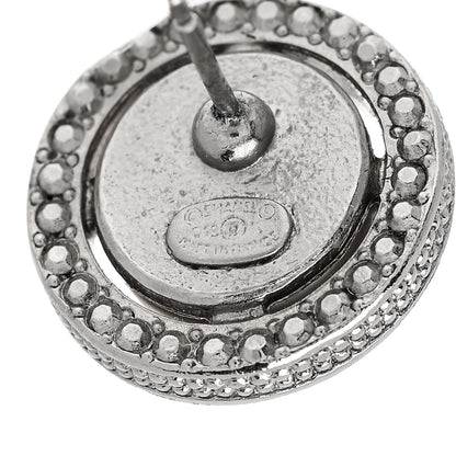Chanel Pearl Crystal CC Round Earrings Silver 4 of 4