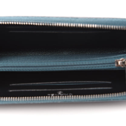 Chanel Iridescent Caviar Quilted Medium Filigree Zip Around Wallet Dark Turquoise 4 of 9