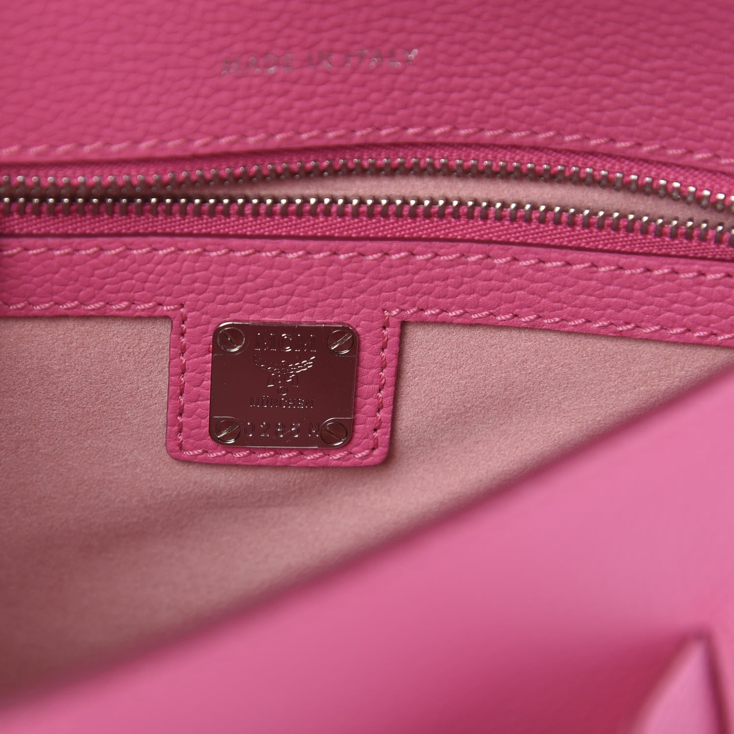 MCM Grained Calfskin Small Patricia Satchel Sugar Pink 6 of 10