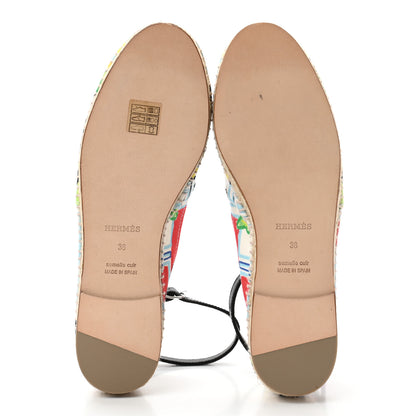 Hermes Canvas Modernisme Tropical Womens Malaga Espadrilles Flats 38 Multicolor 5 of 9