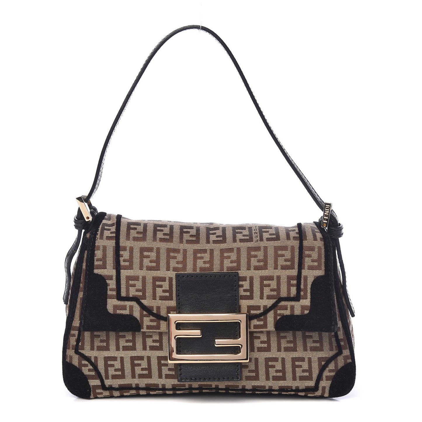 Zucchino Velvet Vitello Mini Mama Tube Bag Mogano Panna Black