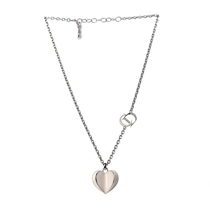 Christian Dior Enamel Crystal Heart CD Necklace Silver 3 of 7