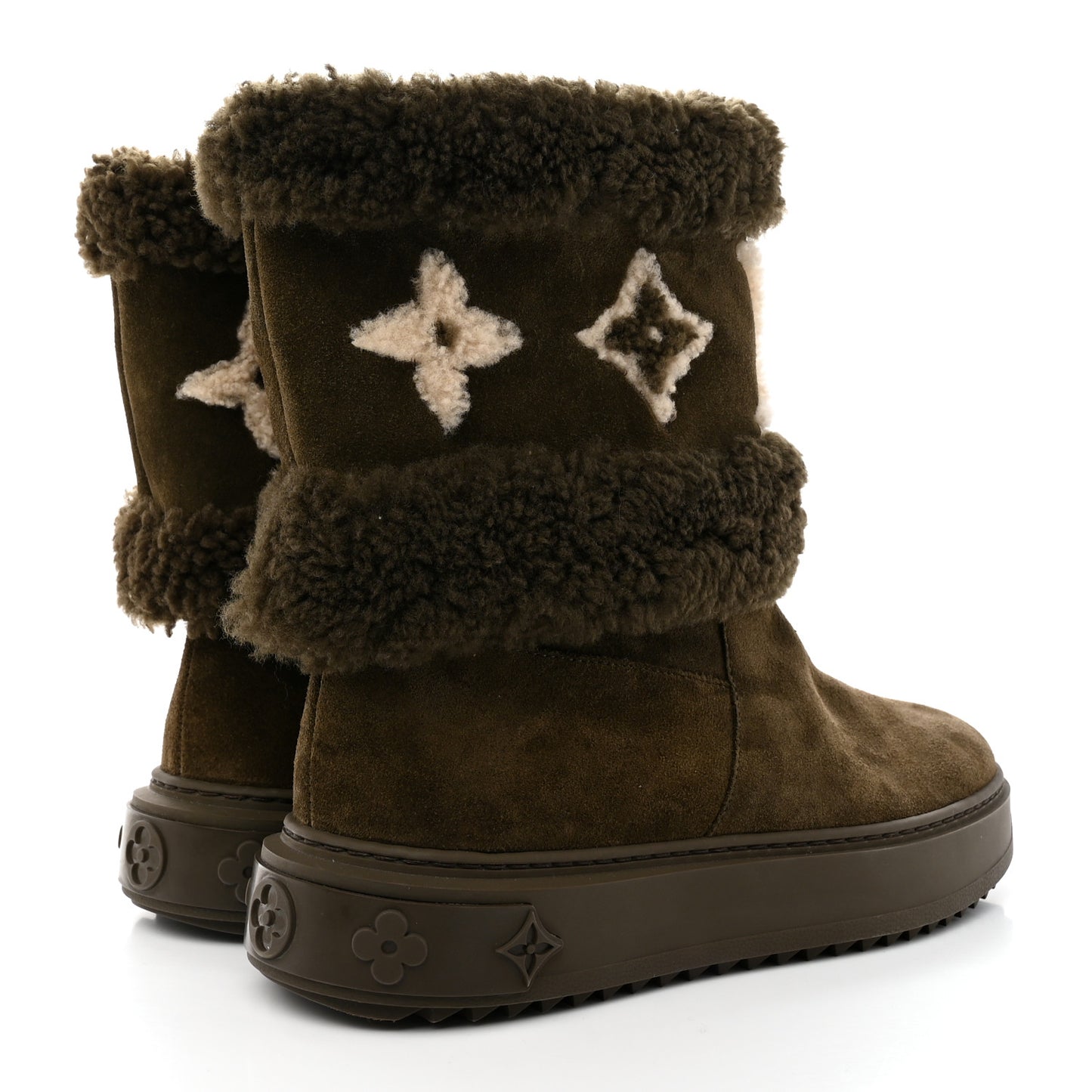 Suede Calfskin Shearling Snowdrop Flat Ankle Boots 38