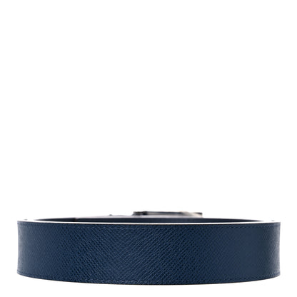 Louis Vuitton Taiga Mens 35mm Metropole Belt 95 38 Blue Marine 2 of 6