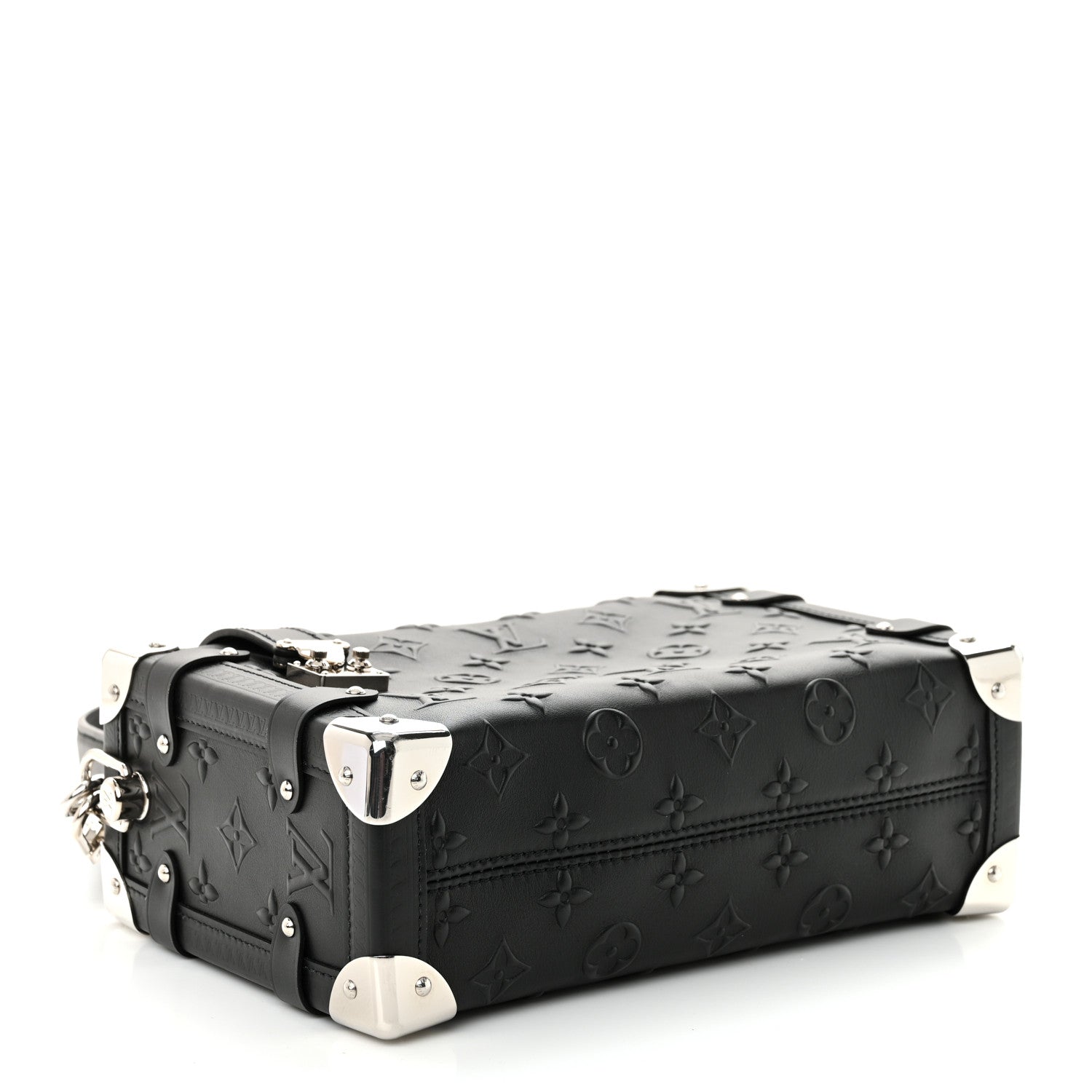 Louis Vuitton Calfskin Debossed Monogram Side Trunk Black 4 of 9