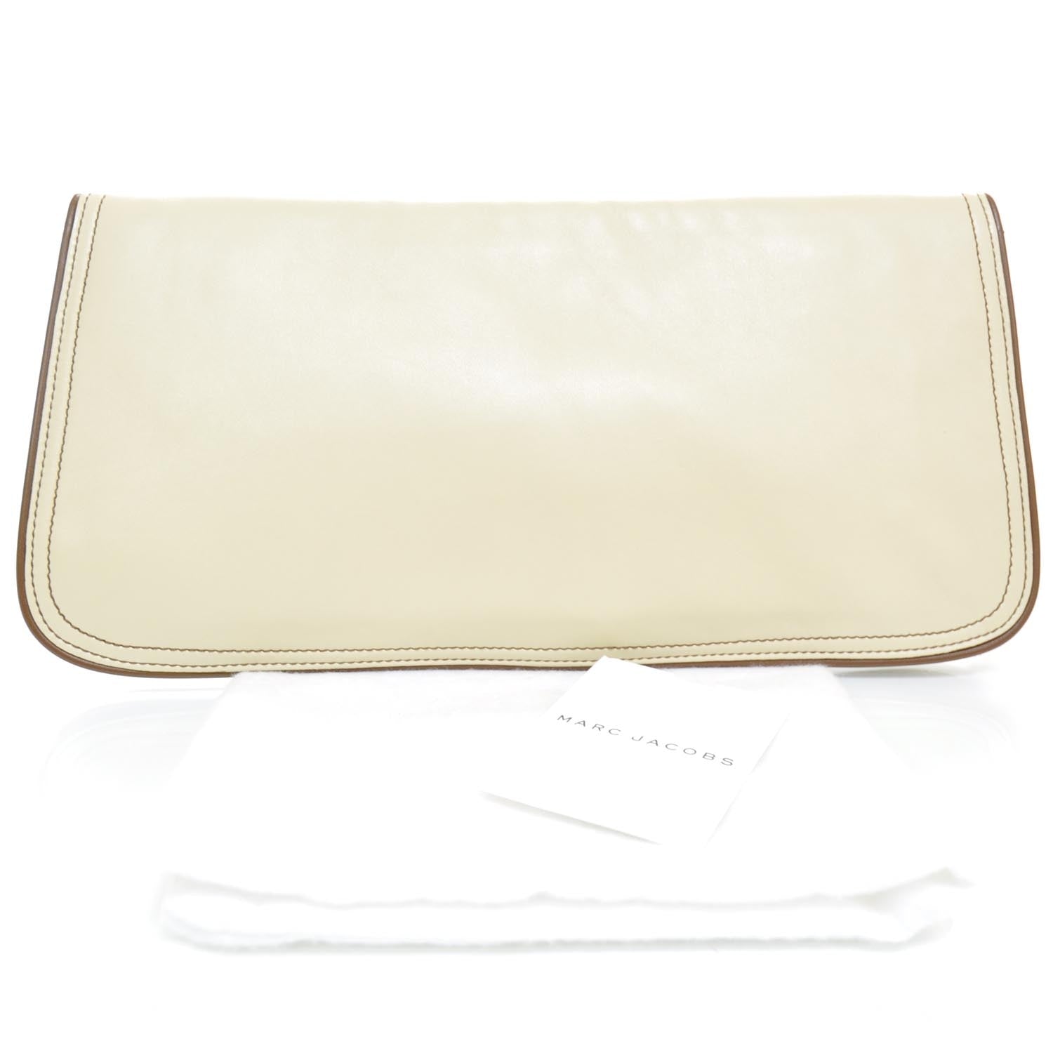 Marc Jacobs Leather Jeweled Shell Palm Beach Bonita Clutch Ivory 2 of 7