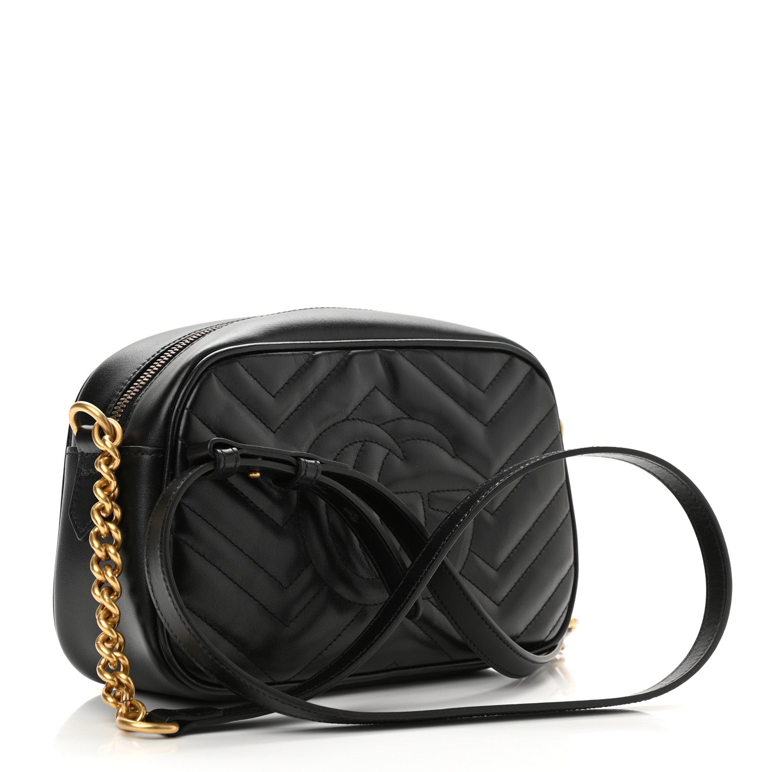Gucci Calfskin Matelasse Small GG Marmont Chain Shoulder Bag Black 3 of 10