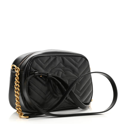Gucci Calfskin Matelasse Small GG Marmont Chain Shoulder Bag Black 3 of 10