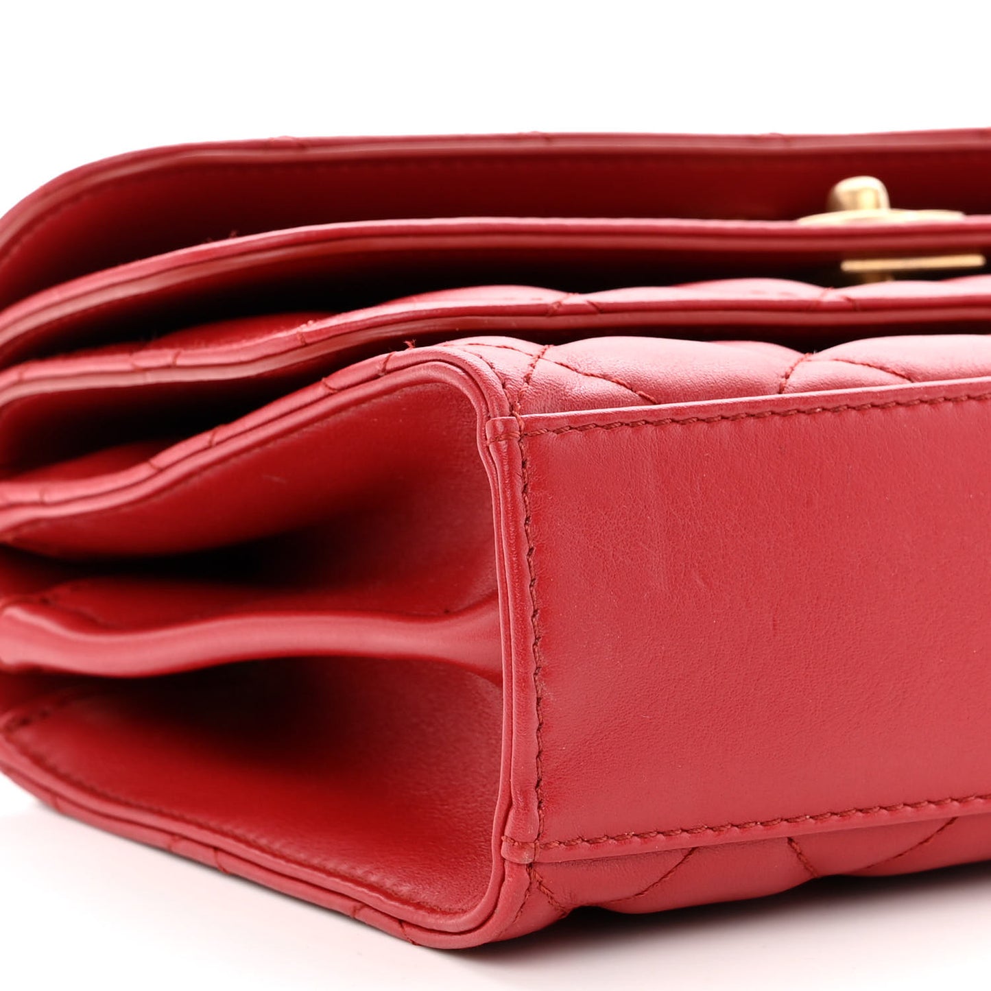 Calfskin Quilted Medium Triple Flap Red