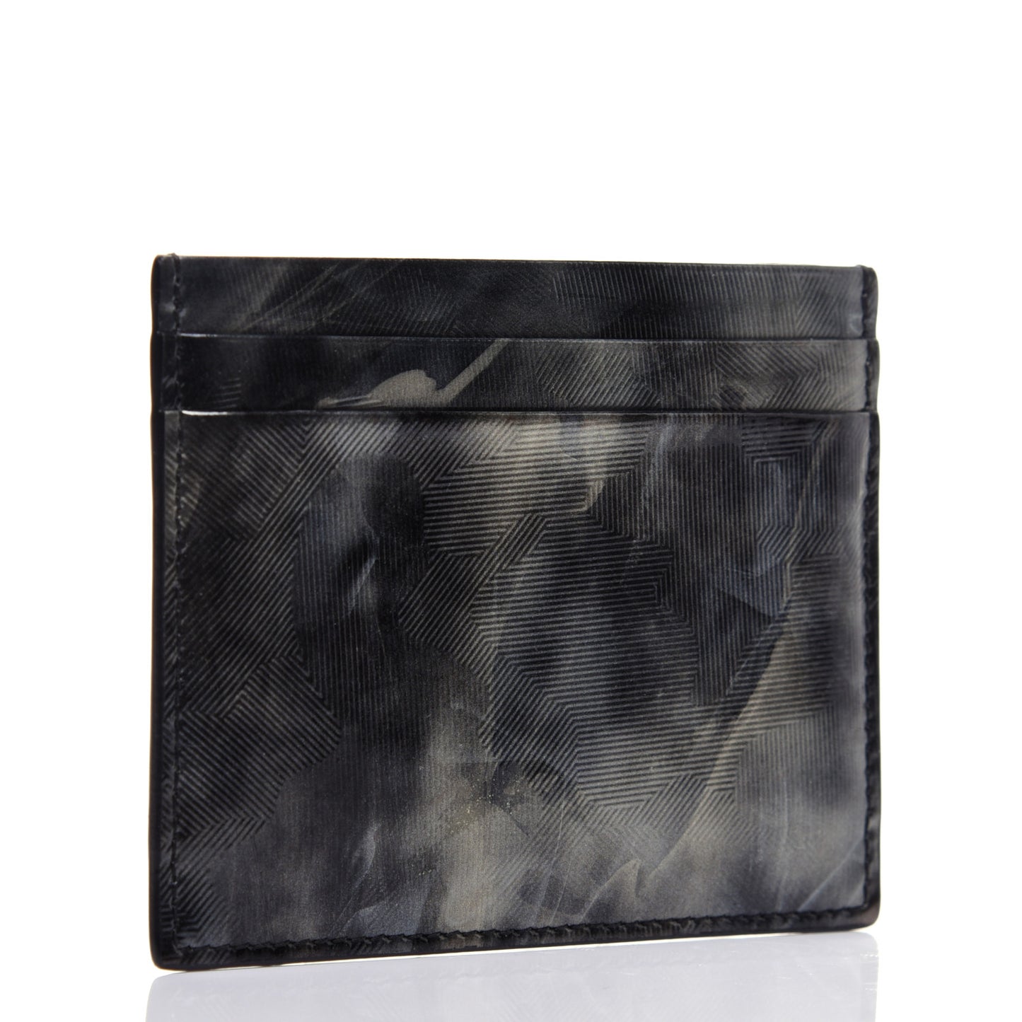 Textured Calfskin Print Card Holder Grey