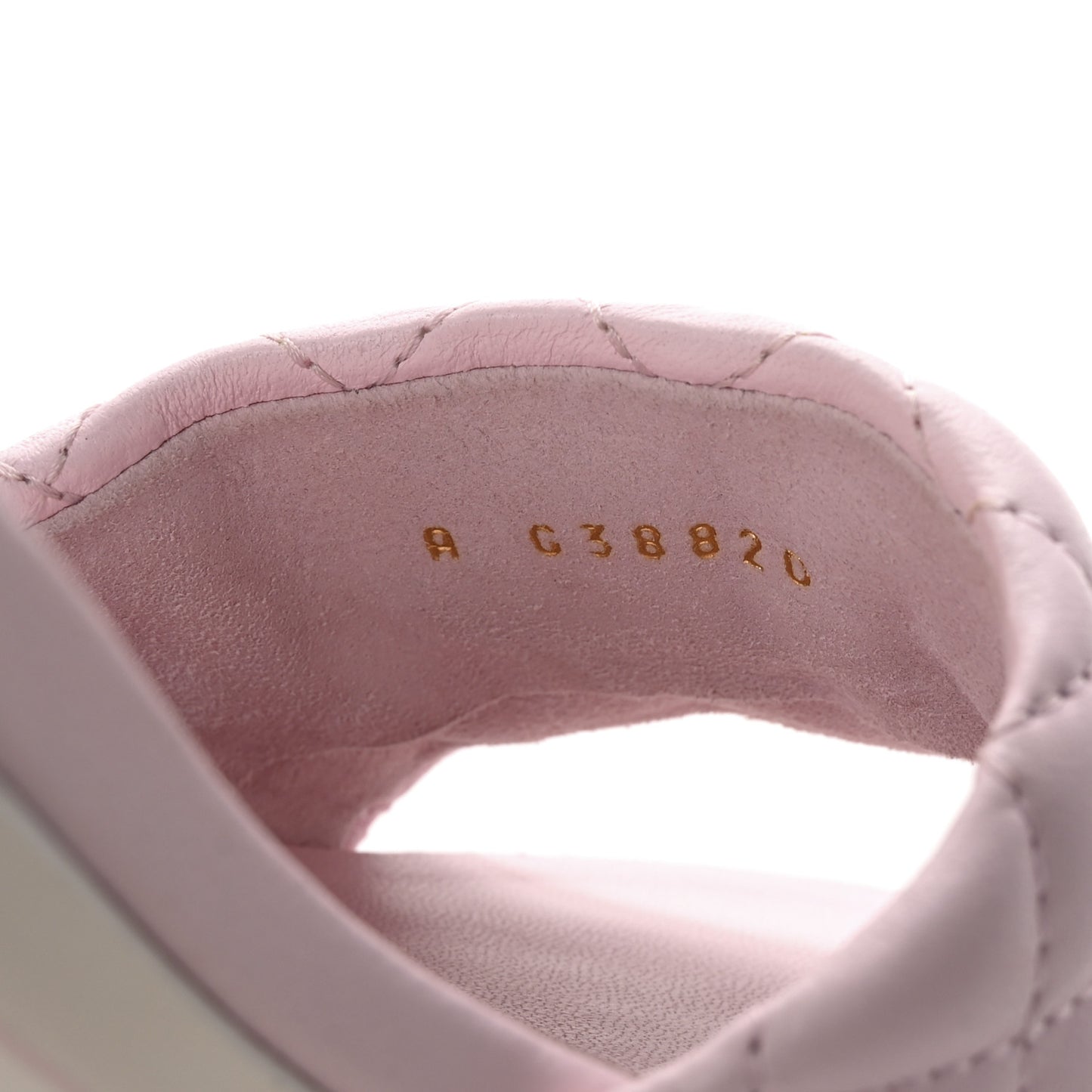 Lambskin Quilted Textured CC Mules 39.5 Light Pink