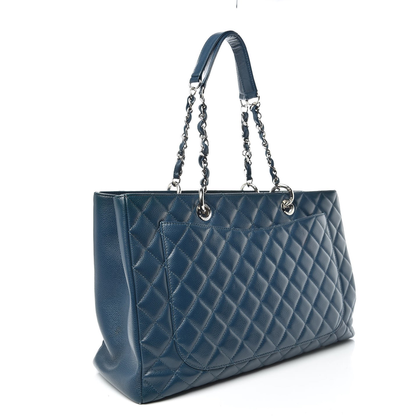 Caviar Quilted XL Grand Shopping Tote GST Navy Blue