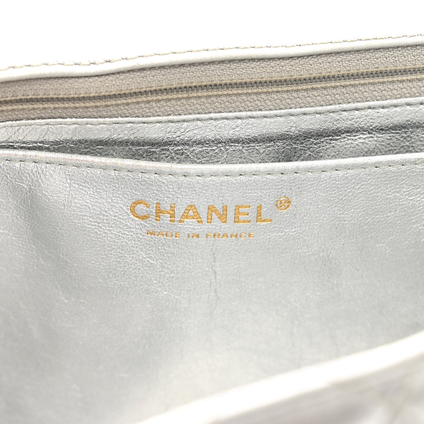 Metallic Lambskin Quilted Maxi Single Flap Silver