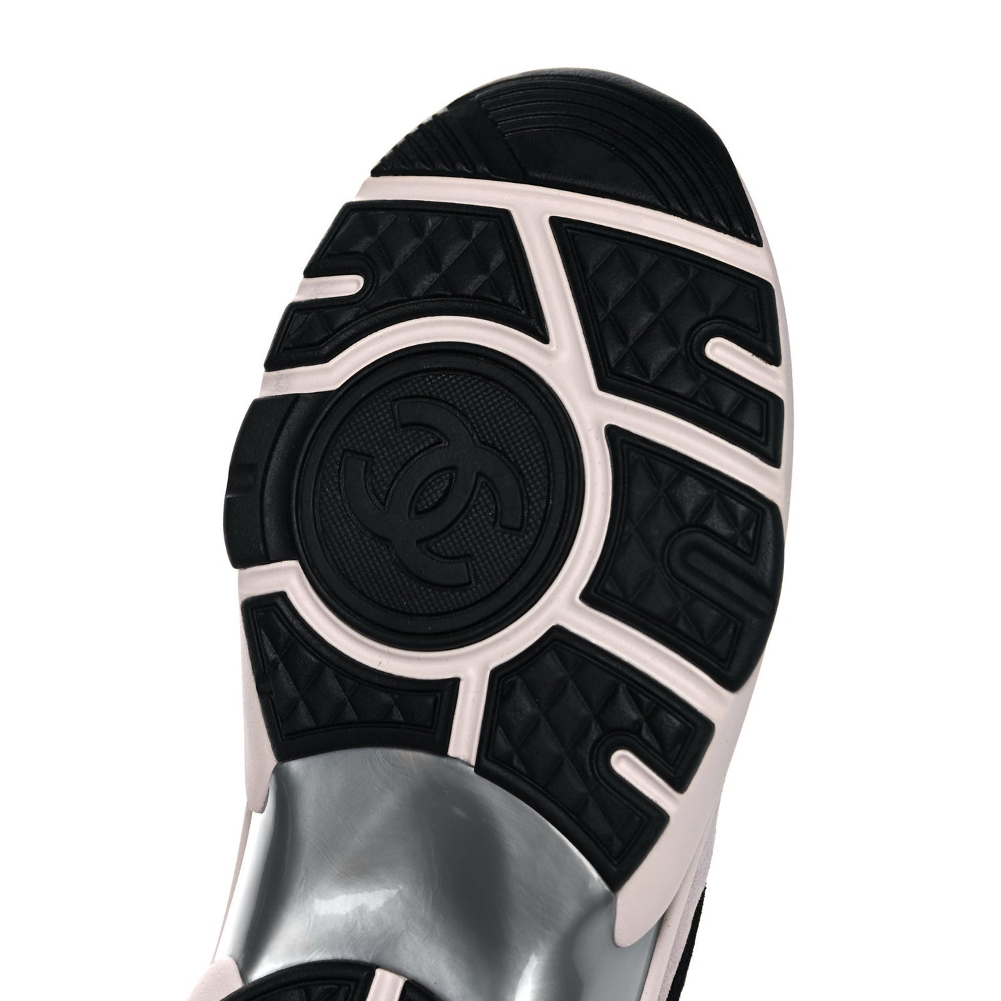 Nylon Suede Calfskin Womens CC Sneakers 40 Grey White Pink