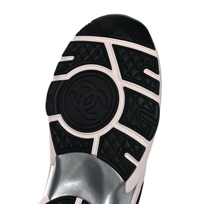 Chanel Nylon Suede Calfskin Womens CC Sneakers 40 Grey White Pink 6 of 9