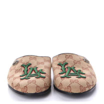 Gucci X MLB GG Monogram LA Dodgers Embroidered Womens GG Slippers 38 Beige Ruggine 2 of 10