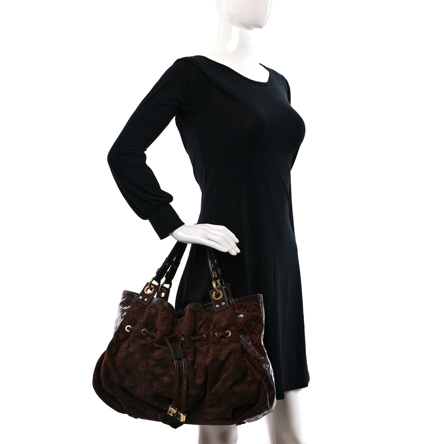 Louis Vuitton Suede Patent Monogram Irene Espresso 3 of 8